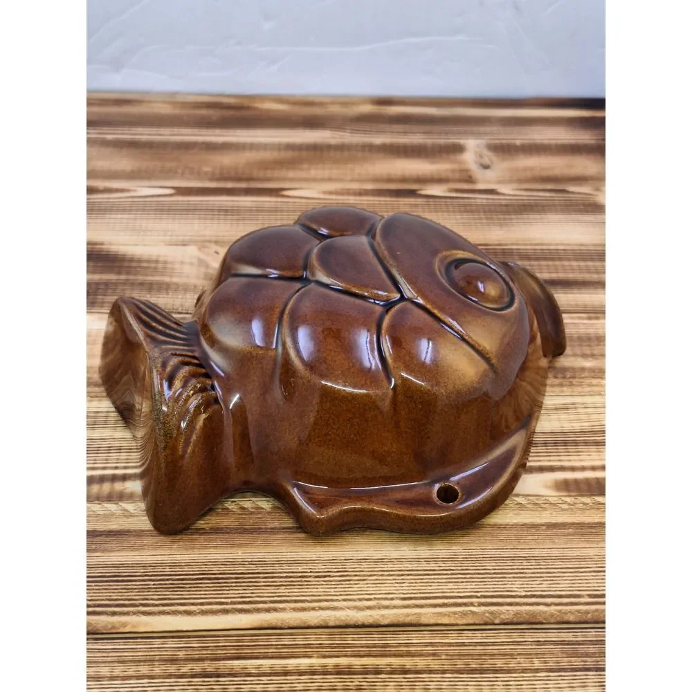 Vintage West German Brown Earthenware Fish Ceramic Pudding Pastry Mold W Germany